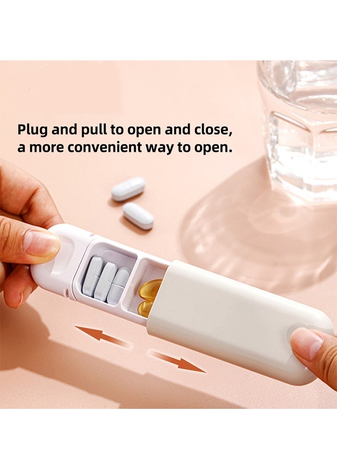 2-Pieces tablet portioning boxes, portable small mini medicine boxes, portable tablet boxes, Multi-Functional Dispensing Medicine Box Pill Box, Three Compartments And A Pull Rope Design - Image 4