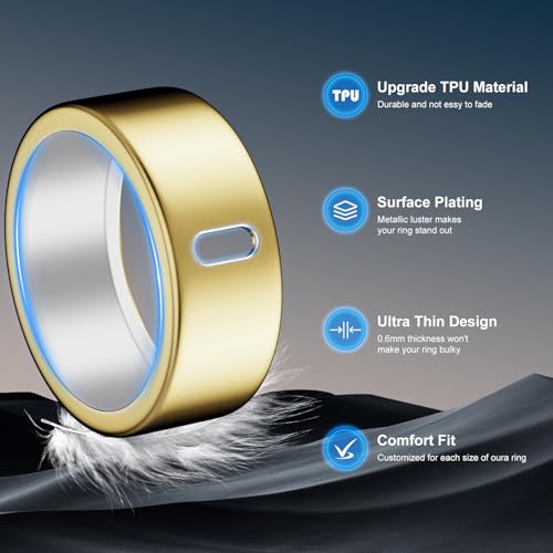 Snyeest Cover Compatible for Oura Ring Gen 4/Gen 3 Horizon/Gen 3 Heritage,(NOT Compatible with Oura Ring 4-Ceramic), Charging Directly,TPU Finger Protector for Workout Women Men -Gold*2- Size 7 - Image 4