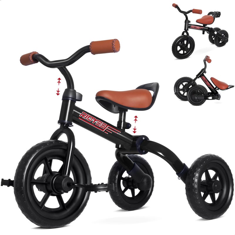 RIDYEE 3in1 Foldable Tricycle and Balance Bike for Toddlers 2 to 5 Years Tricycle for 2 Years with Adjustable Handlebar and Seat Tricycles for 35 Years with DIY Plate Black - Image 3