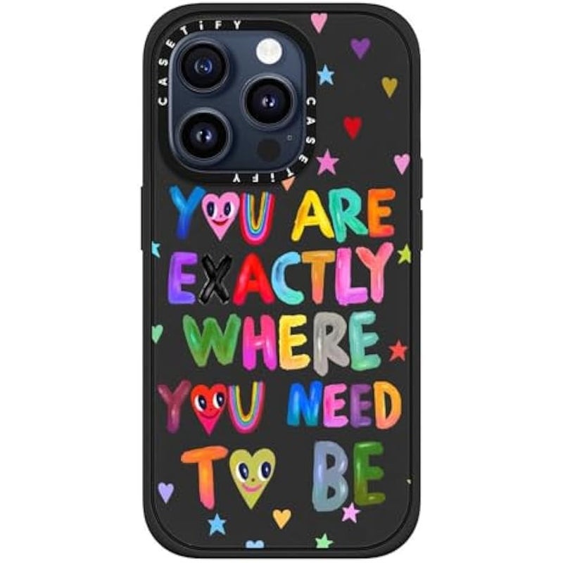 Casetify Impact Case for iPhone 15 Pro 【4X Military Grade Drop Tested / 8.2ft Drop Protection】 - Cute Prints - You are Exactly - Matte Black - Image 1