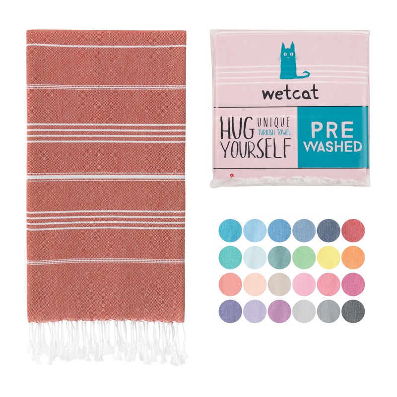 WETCAT Turkish Beach Towel Oversized 38x71 100 Turkish Cotton Made in Turkey  Sand Free Extra Large Ultra Soft Quick Drying Compact  Lightweight for Travel  Red