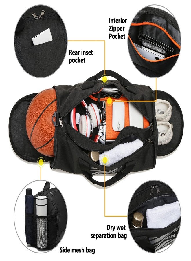 TUGUAN Gym Bag for Men Women with Wet Pocket & Shoe Compartment Travel Duffle Bag Man Sport Basketball Football Bag Weekend Overnight Duffel Bag Gym Tote bag 40L, Black - Image 4