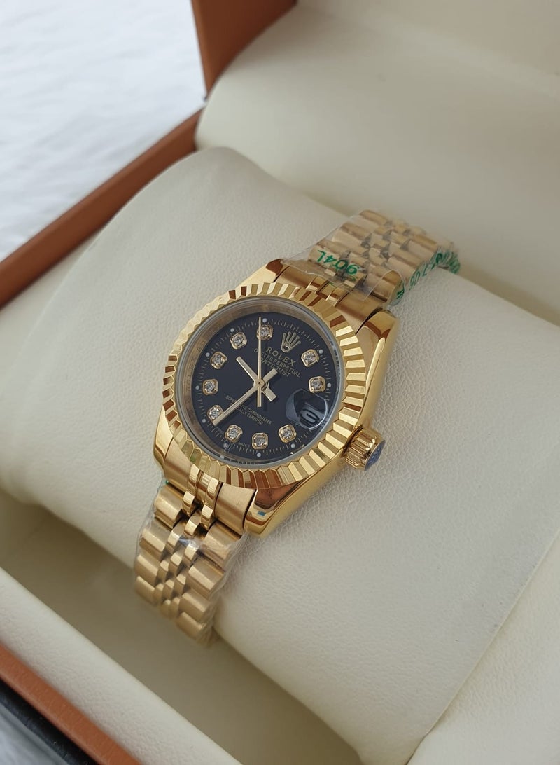 Rolex Women's watch with a clear black dial 