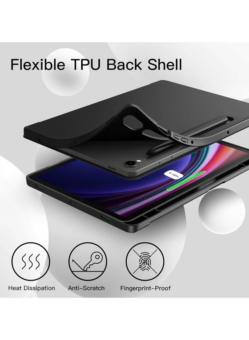 DUSALA Case for Samsung Galaxy Tab S9 FE 11 Inch with S Pen Holder, Soft TPU Tri-Fold Stand Protective Tablet Cover, Support S Pen Charging, Auto Wake/Sleep (Graphite Black) - Image 3