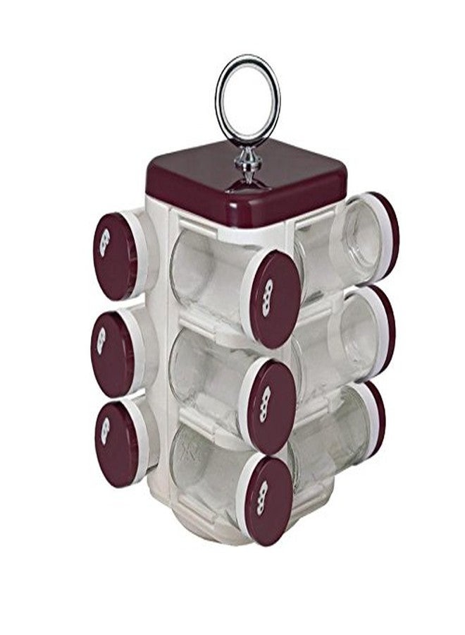 Go Hooked Spice Rack Kitchen Mate 12 Jar (Solid Burgandy) - Image 2