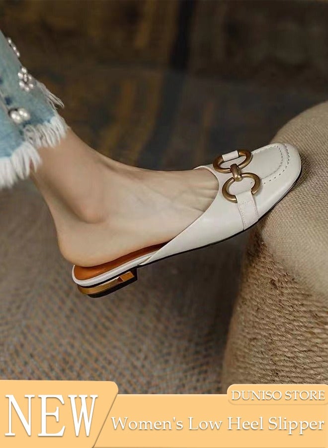 DUNISO Mule Slippers for Women Slingback Buckle Flat Pointed Mules Closed Toe Sandals Comfortable Women Slippers Backless Slip On Loafer Shoes - Image 1
