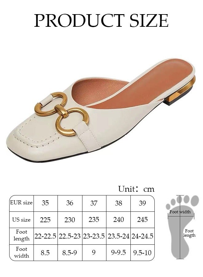 DUNISO Mule Slippers for Women Slingback Buckle Flat Pointed Mules Closed Toe Sandals Comfortable Women Slippers Backless Slip On Loafer Shoes - Image 2