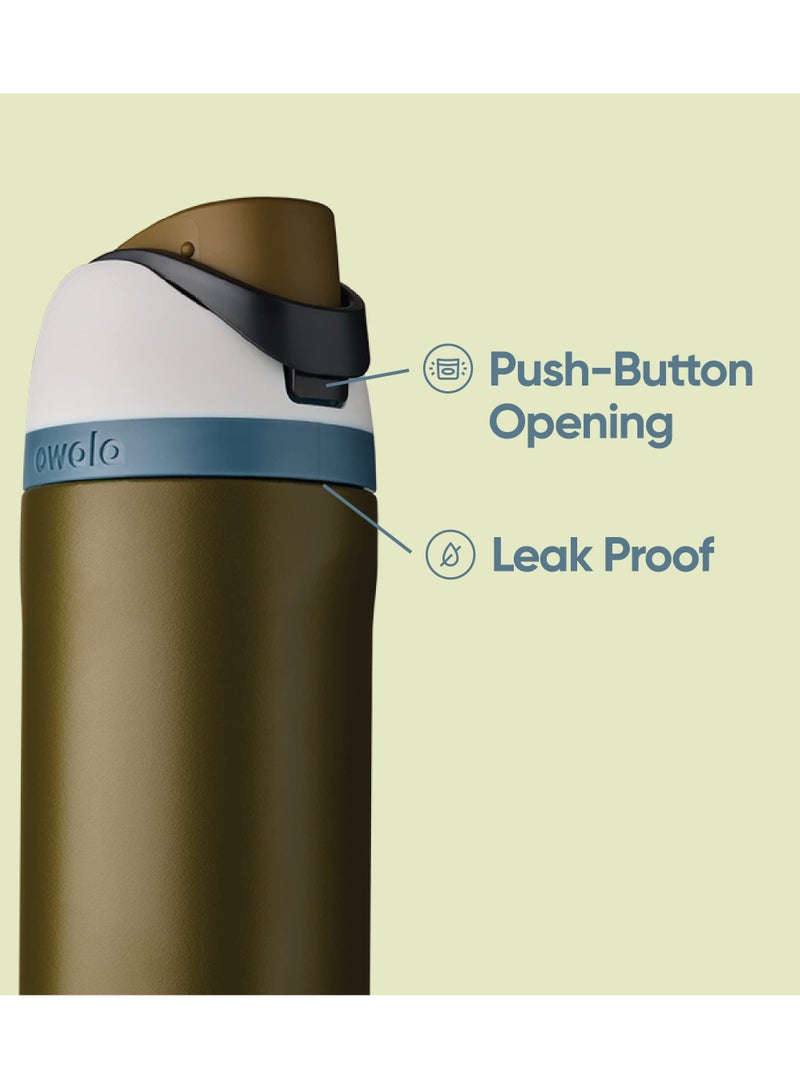 زجاجة مياه Owala FreeSip معزولة من الفولاذ المقاوم للصدأ مع ماصّة للرياضة والسفر والمدرسة زجاجة مياه رياضية خالية من مادة BPA، 32 أونصة، Tied and True - Image 3