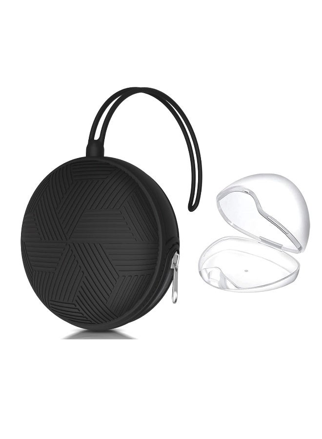 Smlpuame Pacifier Holder Case,BPA Free Portable Pacifier Storage Container,Silicone Baby Pacifier Cover Pouch for Diaper Bag Stroller,Travel Outdoor Activities,Easy to Clean(Black) - Image 1