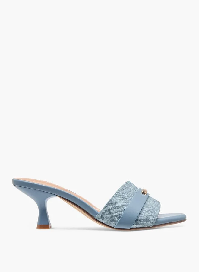 سيليست Women's Textured Slip-On Sandals with Flared Heels