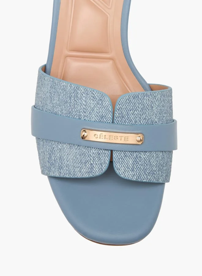 سيليست Women's Textured Slip-On Sandals with Flared Heels
