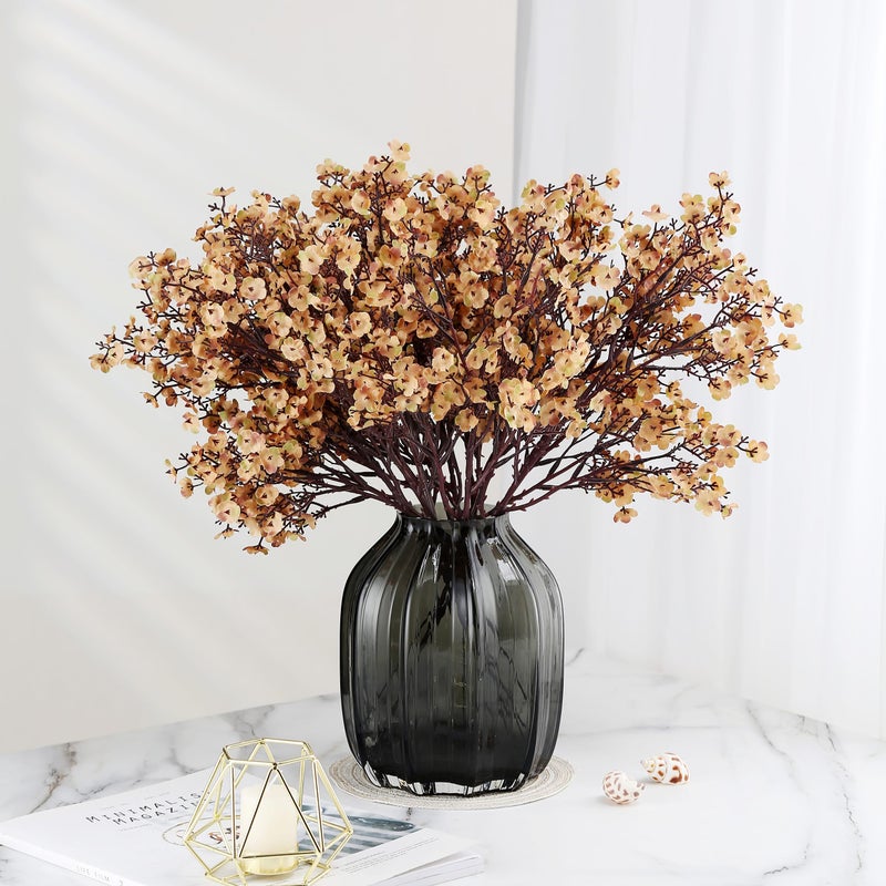 JAKY Global JAKY-Global Babys Breath Silk Artificial Flowers Bulk 20pcs for Fall Decor Fake Flower Bouquet Bulk for Home Kitchen Indoor Bouquet Floral Arrangement Table Centerpieces Party Decor(Khaki) - Image 2