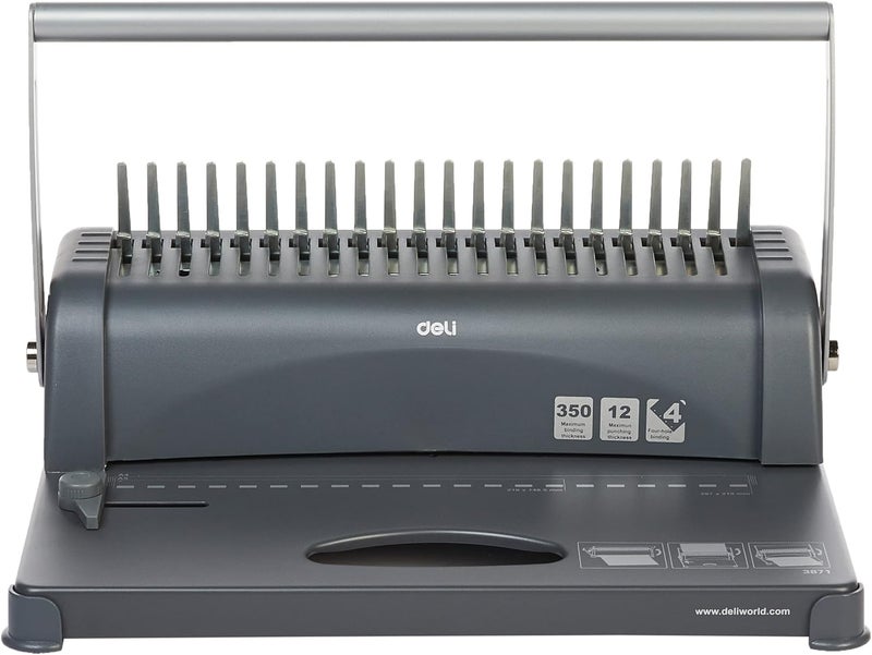 ديلي آلة تجليد 3871 ذات 21 فتحة، 350 ورقة - رمادي - Image 2