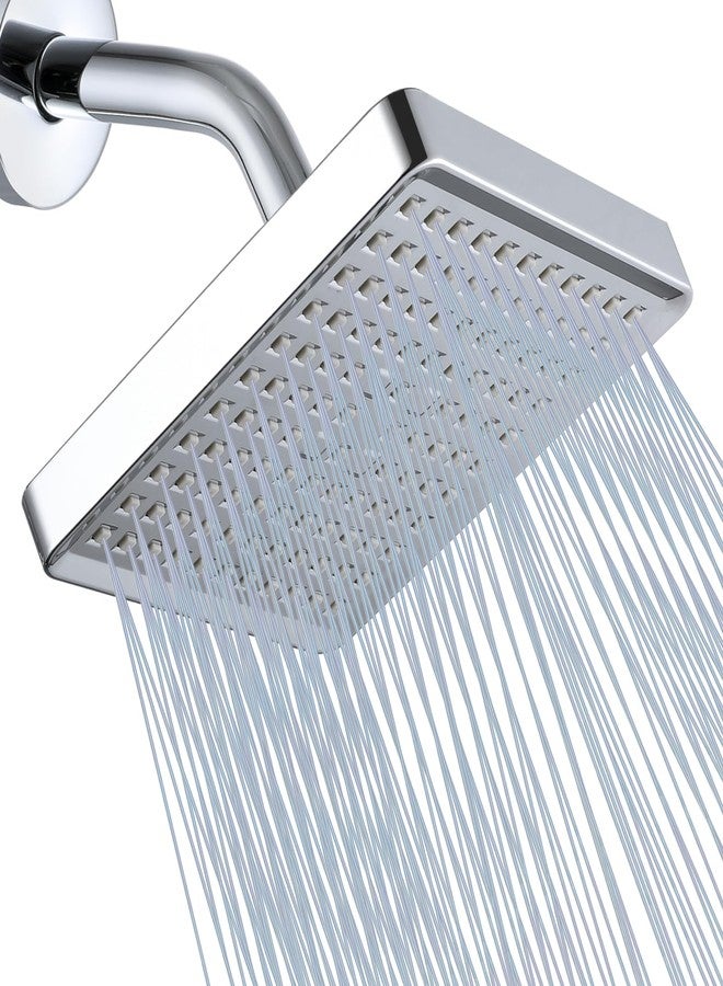 Katezon Shower Head, Square High Pressure Rain Showerhead, Premium Quality Luxury Design, Easy Clean Adjustable Replacement for Your Bathroom Shower Heads (Polished Chrome, 6 Inch) - Image 1