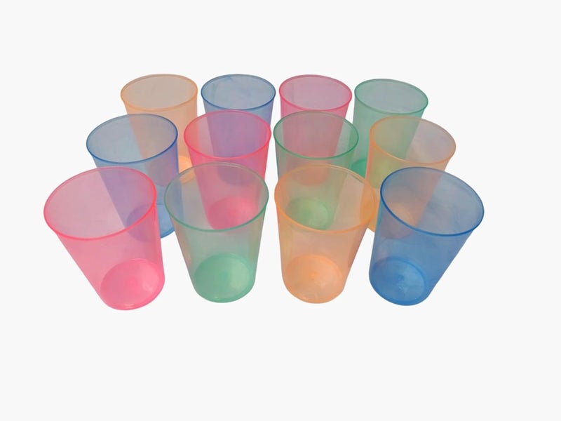 Kitchwish Plastic Glasses Multipurpose Glass Set WaterJuice Multicolor Pack of 12 - Image 1