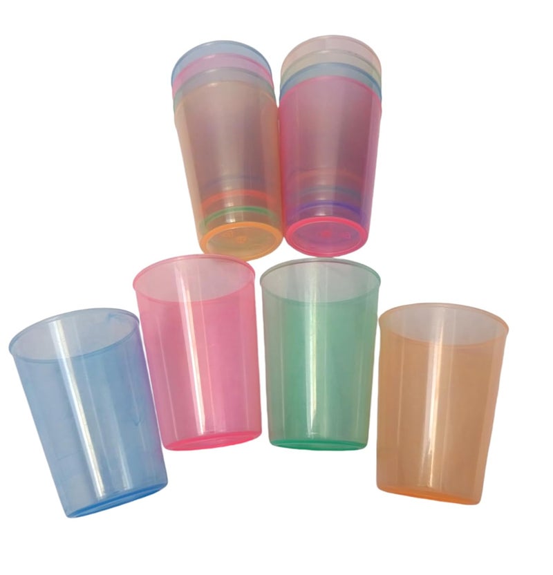 Kitchwish Plastic Glasses Multipurpose Glass Set WaterJuice Multicolor Pack of 12 - Image 3