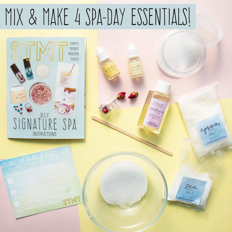 STMT DIY Signature Spa Set by Horizon Group USA, Mix & Make Your Own Spa Supplies with Salt Scrubs, Fragrances & Shimmer Lotions. Multicolored - Image 3