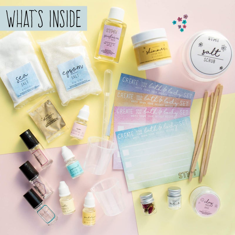 STMT DIY Signature Spa Set by Horizon Group USA, Mix & Make Your Own Spa Supplies with Salt Scrubs, Fragrances & Shimmer Lotions. Multicolored - Image 2