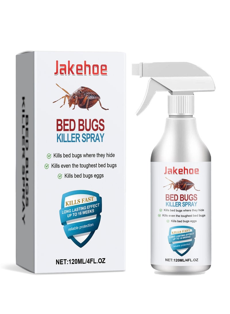 Jakehoe 120ml Bed Bugs Killer Spray, Roach & Fly Killer Spray, Plant-Based Actives Kill Insects & Bugs on Contact, Non-Greasy, Repellent Indoor flea moth bugs bed bugs, No Stains, Fresh Scent - Image 1