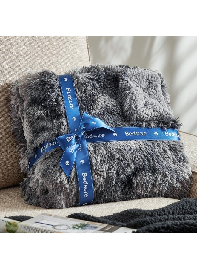 Bedsure Bedsure Fluffy Tie Dye Grey King Size Blanket for Bed, Thick Soft Sherpa Faux Fur Fleece Bedding Fuzzy Plush Winter Warm Heavy Oversize Big Large King Blanket, Cozy Grey Gifts for Men Women, 108x90  - Image 5