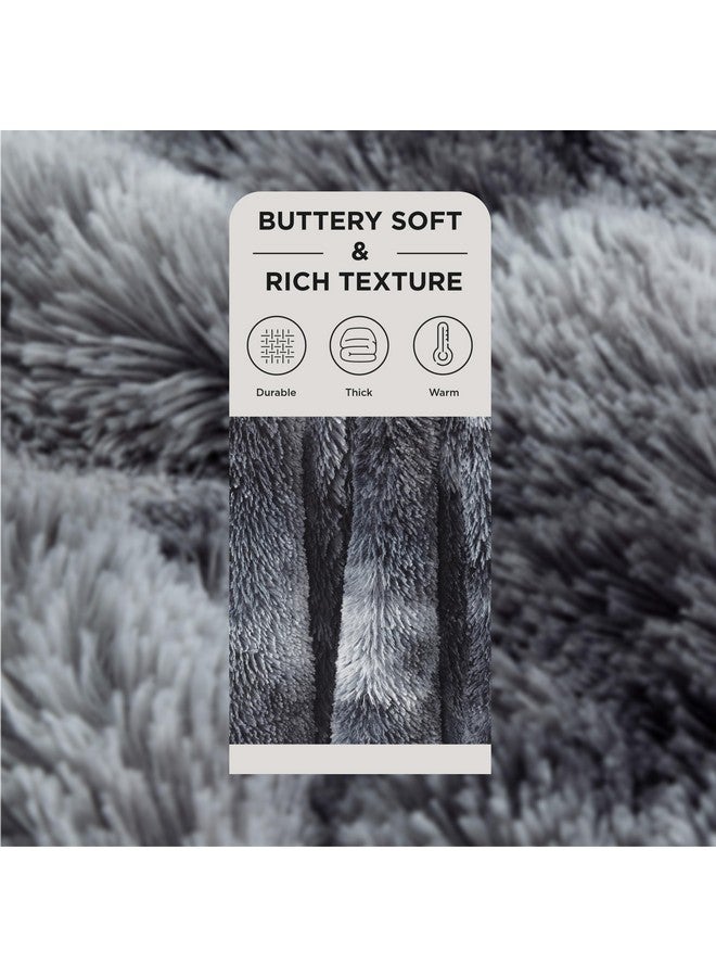 Bedsure Bedsure Fluffy Tie Dye Grey King Size Blanket for Bed, Thick Soft Sherpa Faux Fur Fleece Bedding Fuzzy Plush Winter Warm Heavy Oversize Big Large King Blanket, Cozy Grey Gifts for Men Women, 108x90  - Image 2