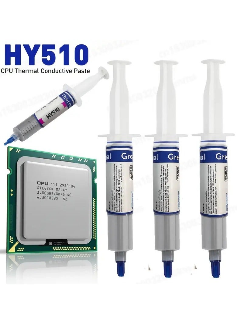 HY510 Thermal Conductive Paste, High Performance CPU and GPU Heat Compound, Non-Toxic, Non-Corrosive Silicone Grease for Enhanced Heat Transfer, with Cooling Chipset and CPU Heatsink