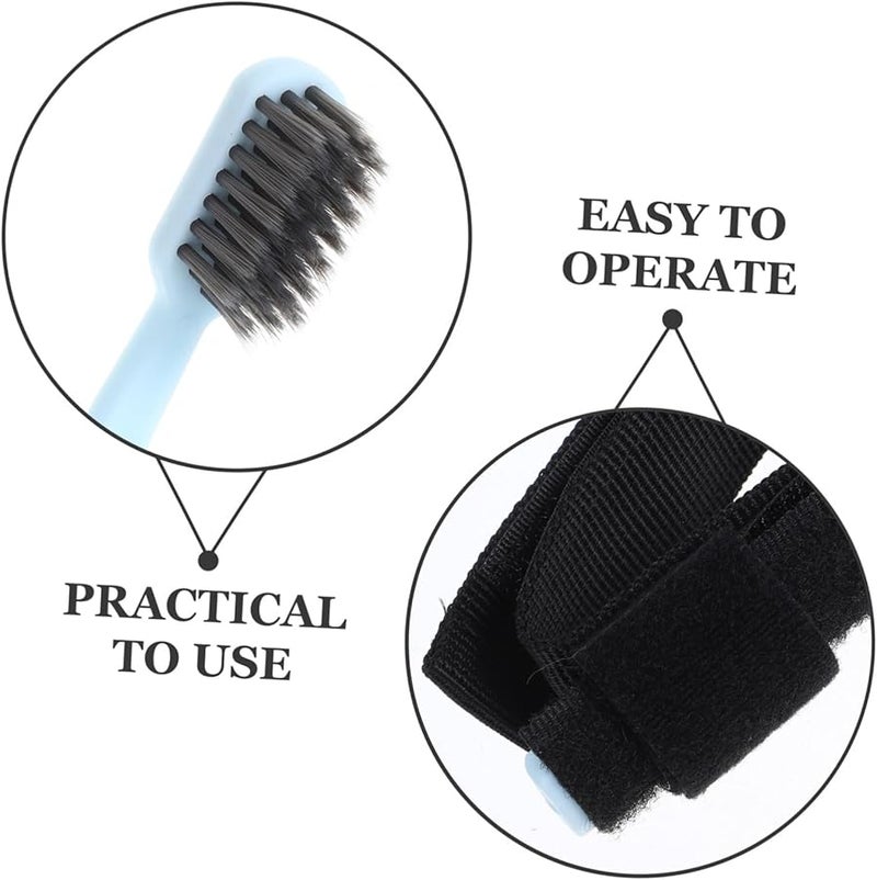 فرشاة أسنان ناعمة الشعيرات للمسنين مع حزام يد للمساعدة في العناية بالفم من النايلون للمرضى طريحي الفراش والمعاقين - Image 4