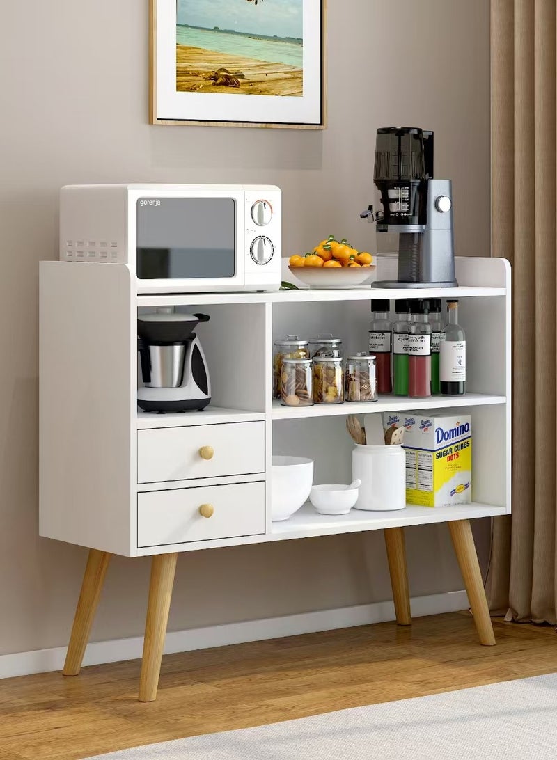 Generic Storage Cabinet Kitchen Storage Cabinet Sideboard Storage Cabinet Caffee Cabinet with 2 Drawer and Open Storage Shelf Storage Organizer Rack Living Room, Bedroom, Entryway, Office ﻿  - Image 1