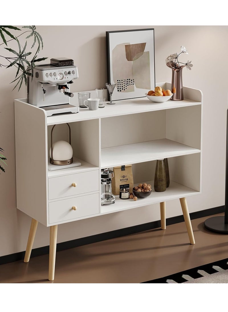 Generic Storage Cabinet Kitchen Storage Cabinet Sideboard Storage Cabinet Caffee Cabinet with 2 Drawer and Open Storage Shelf Storage Organizer Rack Living Room, Bedroom, Entryway, Office ﻿  - Image 2