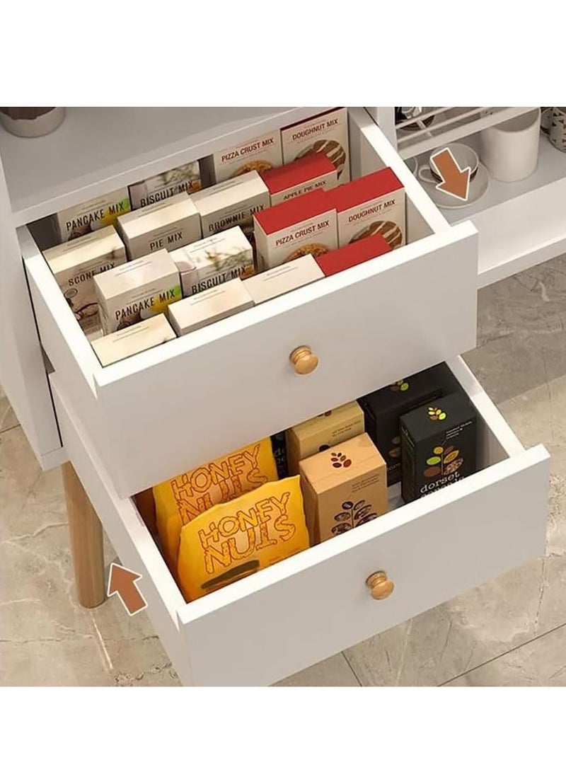 Generic Storage Cabinet Kitchen Storage Cabinet Sideboard Storage Cabinet Caffee Cabinet with 2 Drawer and Open Storage Shelf Storage Organizer Rack Living Room, Bedroom, Entryway, Office ﻿  - Image 4