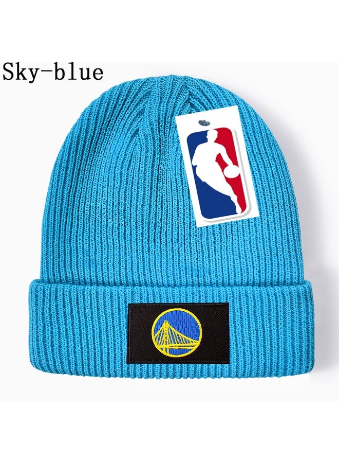 Sky Blue Trendy Warriors Knit Beanie Youth Street Fashion Hat