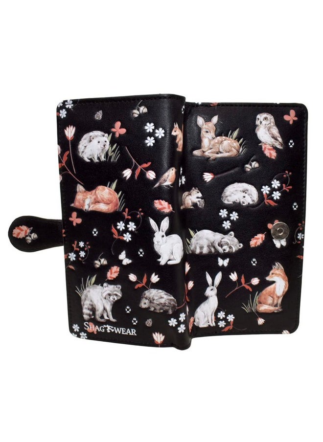 Shag Wear Forest Animal Friends Large Wallet For Women And Teen Girls Vegan Faux Leather 7 Black  - Image 3