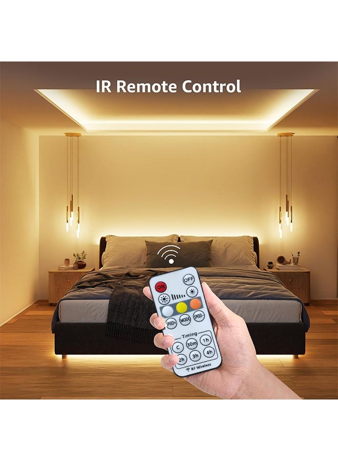 5/10M Warm White LED Strip Lights Bright 300 LEDs, 3000K Dimmable Light Strip 16.4ft with Control Box, Flexible Rope LED Ribbon LED Lights  for Bedroom Home Lighting Mirror Kitchen Bar Cabinet Daylight Warm White  - Image 5