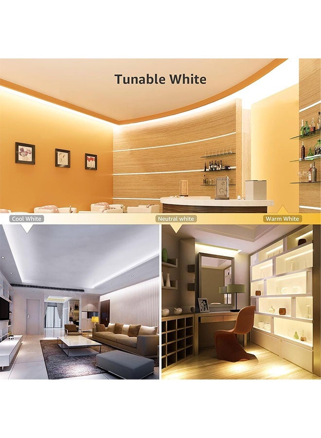 5/10M Warm White LED Strip Lights Bright 300 LEDs, 3000K Dimmable Light Strip 16.4ft with Control Box, Flexible Rope LED Ribbon LED Lights  for Bedroom Home Lighting Mirror Kitchen Bar Cabinet Daylight Warm White  - Image 4