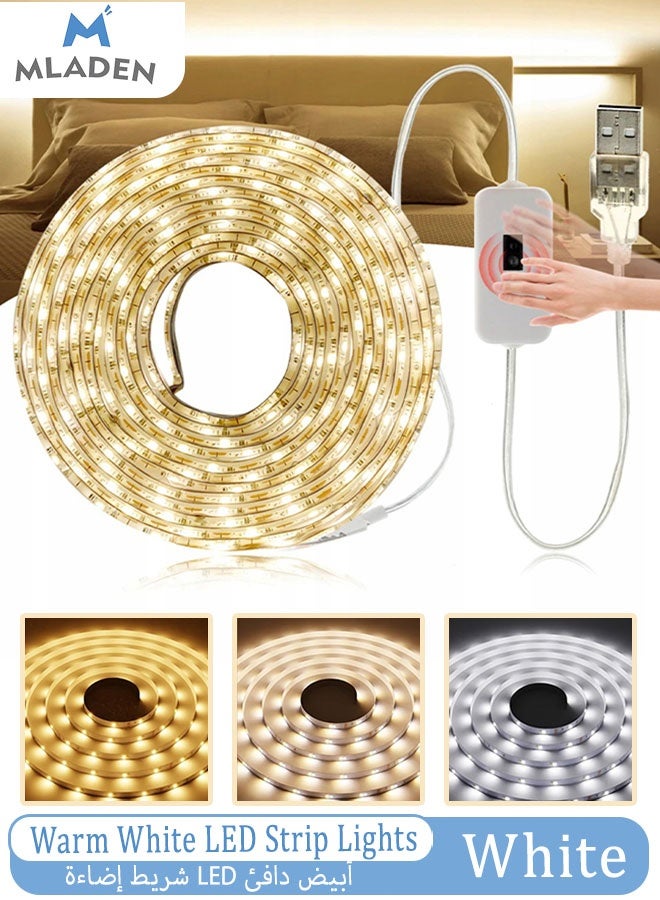 5/10M Warm White LED Strip Lights Bright 300 LEDs, 3000K Dimmable Light Strip 16.4ft with Control Box, Flexible Rope LED Ribbon LED Lights  for Bedroom Home Lighting Mirror Kitchen Bar Cabinet Daylight Warm White  - Image 1