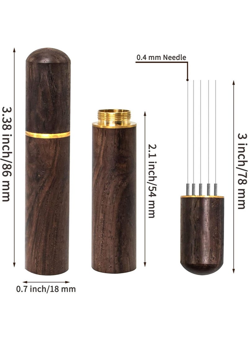 yIFeNG 2 Pcs Espresso Distribution Tool, Espresso Stirrer Tool with Natural Wood Handle and Base, 6 Needles Espresso Coffee Stirrers Espresso Needle Distributor for Home Kitchen Cafe  - Image 2