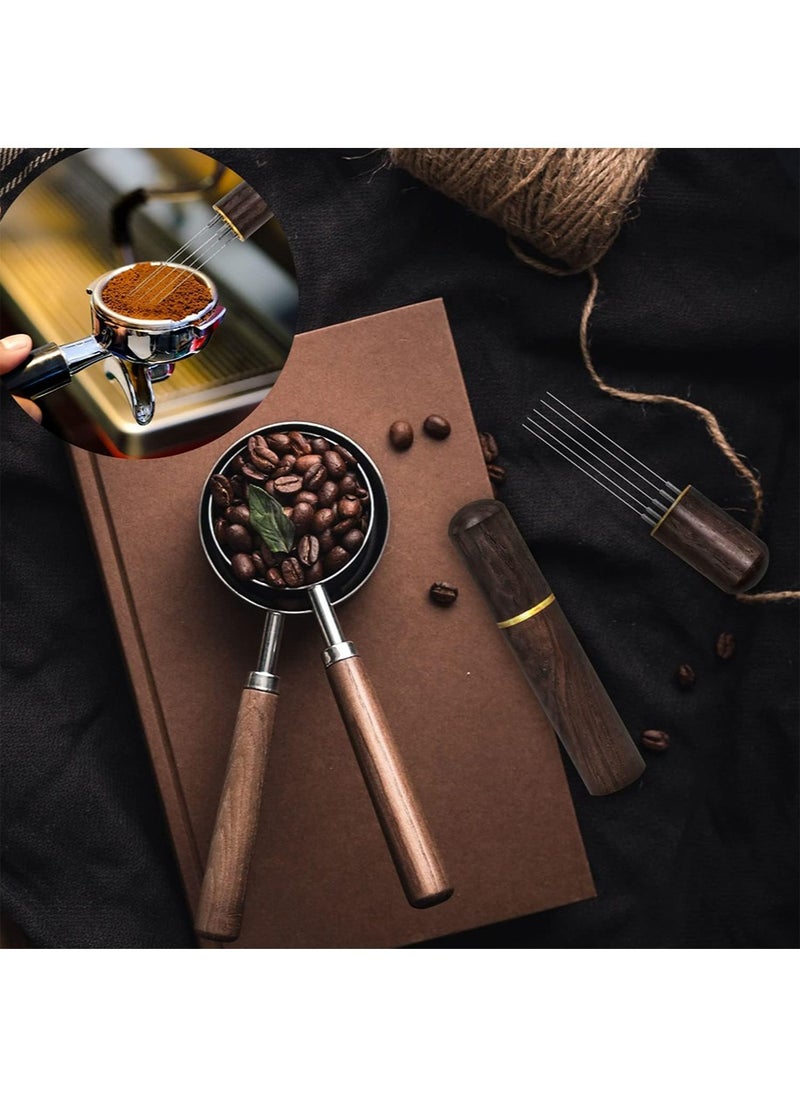 yIFeNG 2 Pcs Espresso Distribution Tool, Espresso Stirrer Tool with Natural Wood Handle and Base, 6 Needles Espresso Coffee Stirrers Espresso Needle Distributor for Home Kitchen Cafe  - Image 3