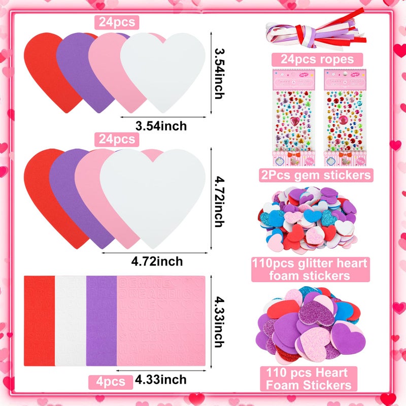 peony man 274 Pcs Valentines Foam Heart Craft Kit DIY Hearts Ornaments with Stickers Valentine Craft Set with Glitter Self Adhesive Heart Sticker for Kids Valentines Day Home Classroom DIY Art Gift Decoration - Image 2