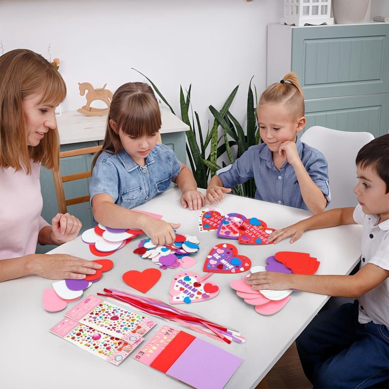 peony man 274 Pcs Valentines Foam Heart Craft Kit DIY Hearts Ornaments with Stickers Valentine Craft Set with Glitter Self Adhesive Heart Sticker for Kids Valentines Day Home Classroom DIY Art Gift Decoration - Image 5