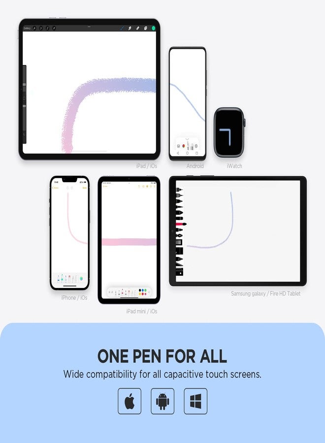 OASO Stylus Pen for Samsung iPad, Capacitive Disc Tip & Magent Cap Compatible with All Touch Screens Pen for Apple iPad (White) - Image 2
