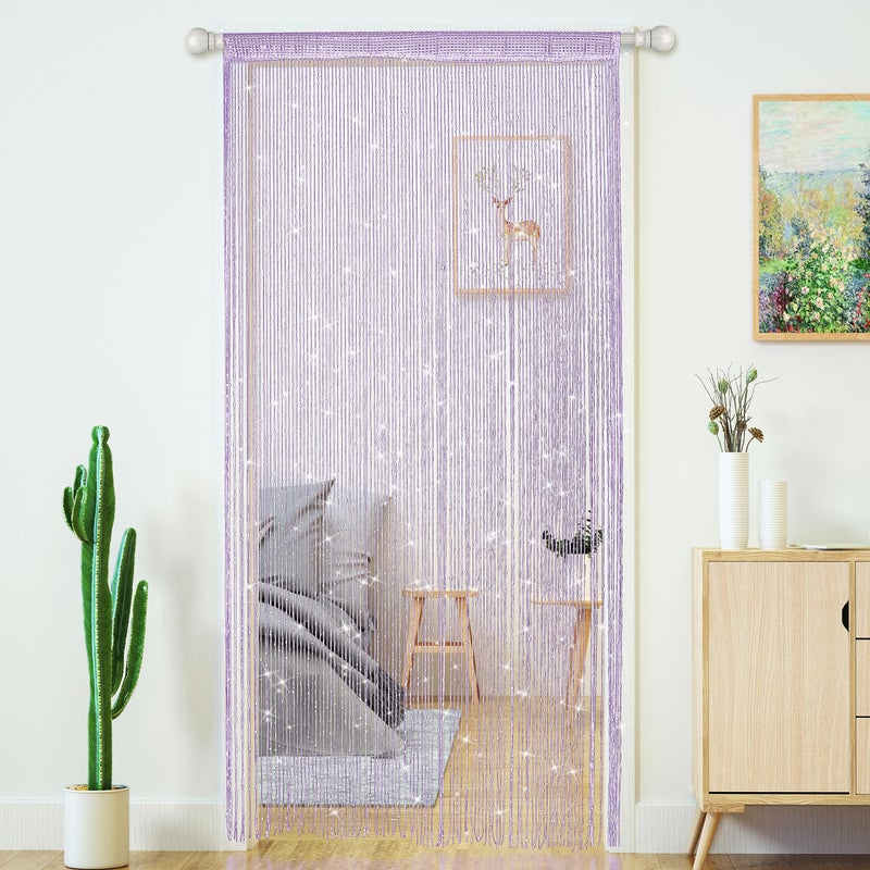 String Curtains for Doorways Glitter Beaded Curtains Door Sparkle Beads Curtain Open Closet Laundry Hanging Hippie Glisten Beads Window Girls Panel Purple 3979 in