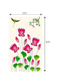 DHARA CREATION Dhara Elegant Lotus Backdrop 8ft x 5ft Premium Fabric Ideal for Pooja Religious Ceremonies and Home Decor Washable Fabric  - Image 2
