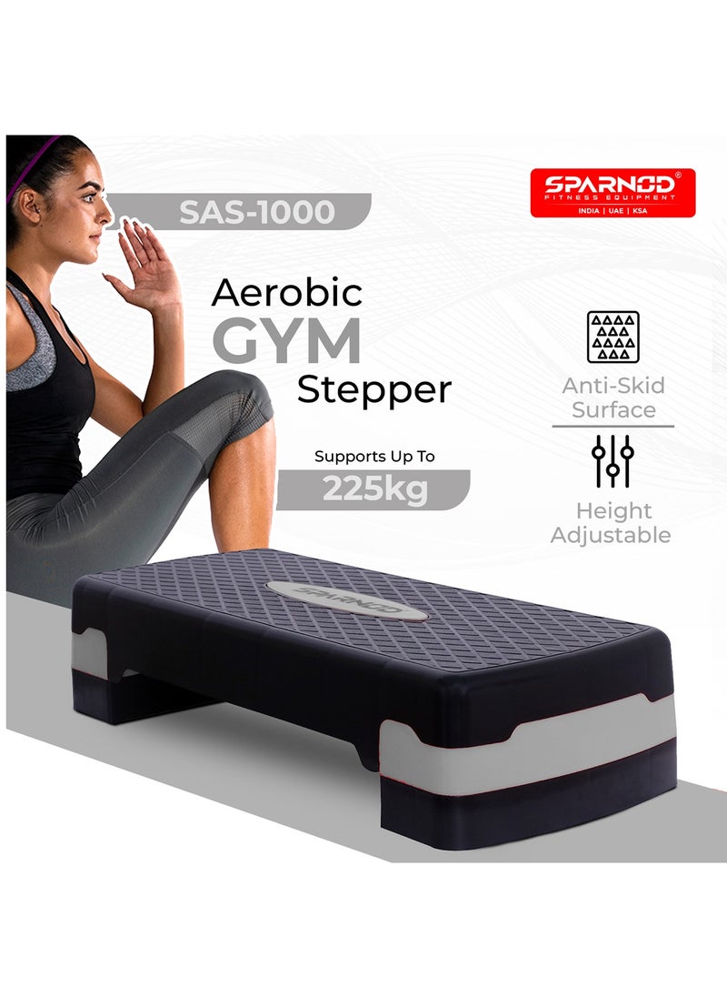 Sparnod Fitness Sparnod Fitness SAS-1000 Aerobic Gym Stepper for Exercise at Home, Adjustable Height, Anti-Skid Surface, Supports up to 225 kg, Compact & Portable, Ideal for Cardio, Strength Training & Pilates (Grey)  - Image 2