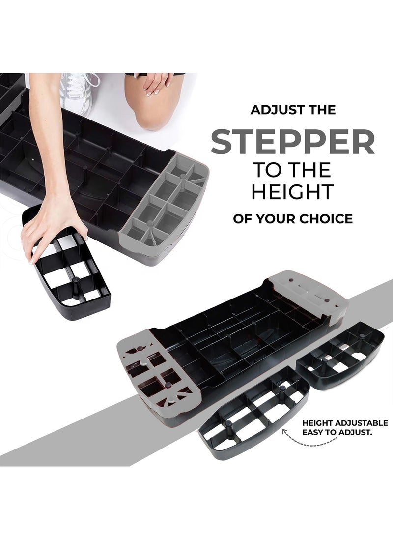 Sparnod Fitness Sparnod Fitness SAS-1000 Aerobic Gym Stepper for Exercise at Home, Adjustable Height, Anti-Skid Surface, Supports up to 225 kg, Compact & Portable, Ideal for Cardio, Strength Training & Pilates (Grey)  - Image 4