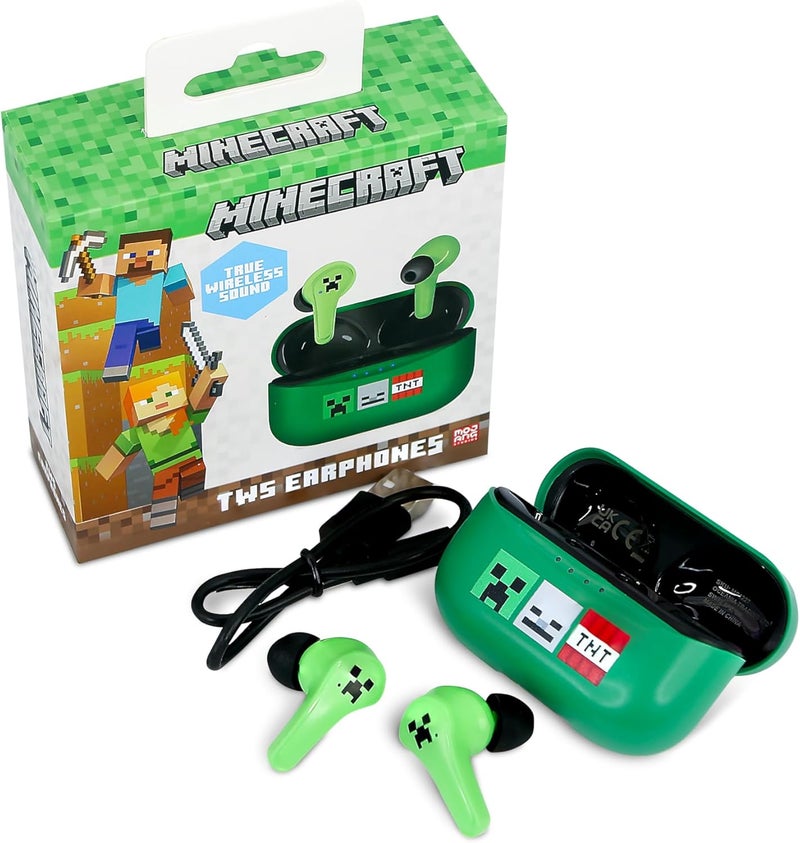Minecraft Bluetooth TWS Earphones (Green) - Image 3