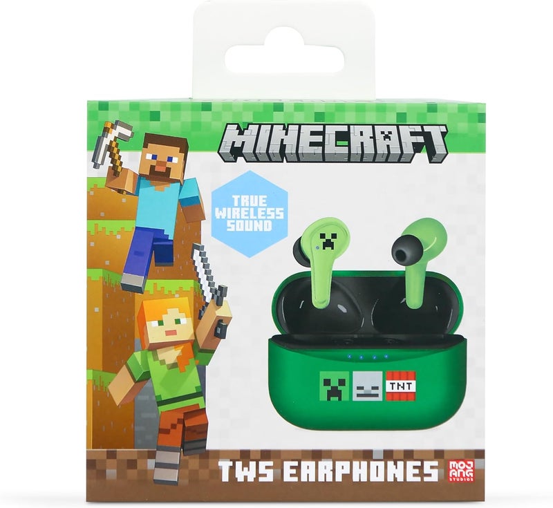 Minecraft Bluetooth TWS Earphones (Green) - Image 1
