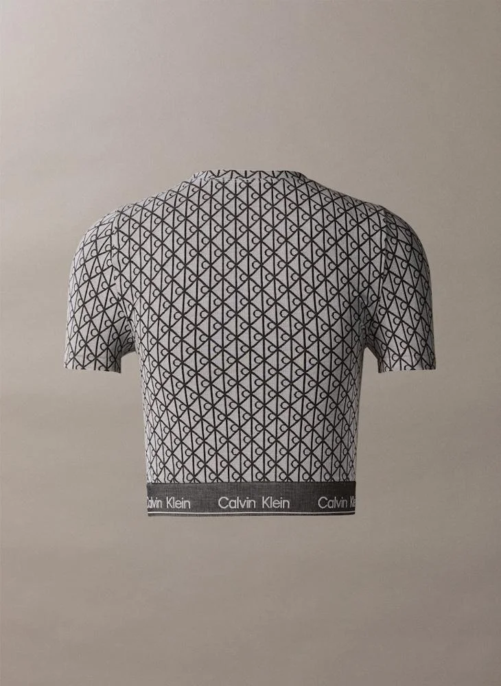 CALVIN KLEIN Logo Short Sleeve Cropped Top
