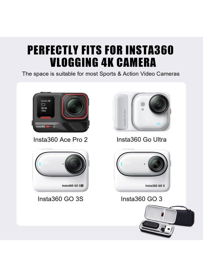 XANAD Hard Case for Insta360 X3 or ONE X2 Kit 360 Degree Waterproof Action Camera (Grey Bag with Small Cover and Carabine) - Image 3