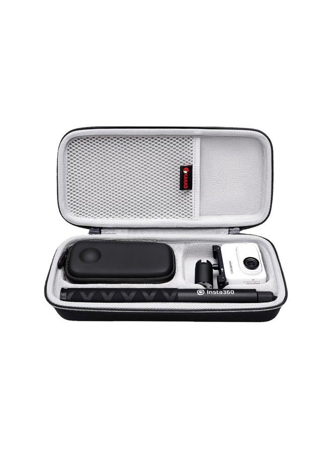 XANAD Hard Case for Insta360 X3 or ONE X2 Kit 360 Degree Waterproof Action Camera (Grey Bag with Small Cover and Carabine) - Image 1