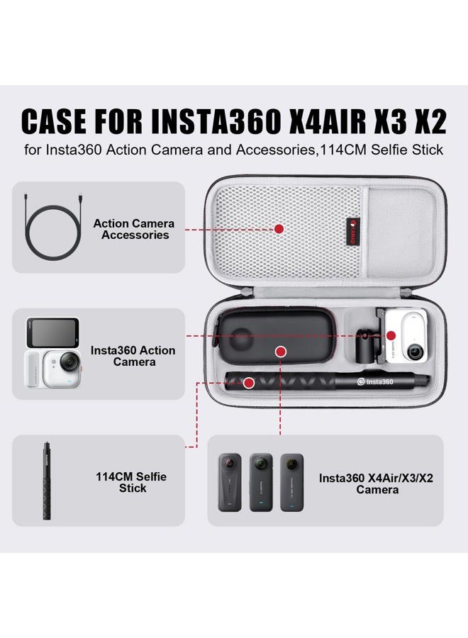 XANAD Hard Case for Insta360 X3 or ONE X2 Kit 360 Degree Waterproof Action Camera (Grey Bag with Small Cover and Carabine) - Image 2